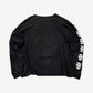 Vintage Misfits black longsleeve back view with white Crimson Ghost skull repeats down right sleeve