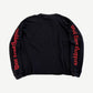 Vintage West Coast Choppers black thermal longsleeve back, gothic sleeve text in faded red ink