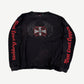 Vintage West Coast Choppers black waffle thermal front, faded red iron cross and winged chest graphic