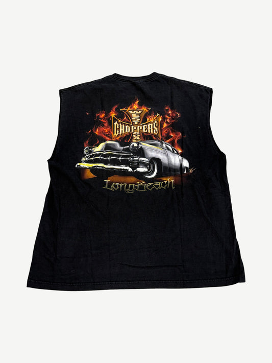 Vintage Black West Coast Choppers Flame Cutoff Tee