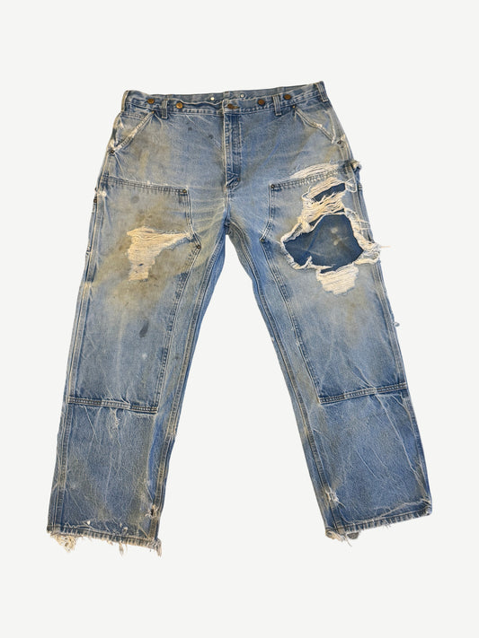 Vintage Blue Carhartt Distressed Double Knee Carpenter Pants