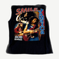 Vintage Bob Marley cutoff back with Smile Jamaica blue text and guitar performance photo collage graphic