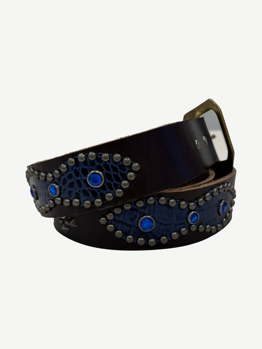 Vintage Brown Snakeskin Studded Belt