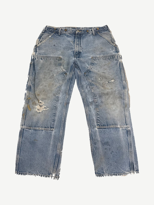 Vintage Carhartt Denim Thrashed Double Knee Carpenter Pants