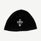 Vintage Chrome Hearts Black Vertical Logo Cross Skully Beanie