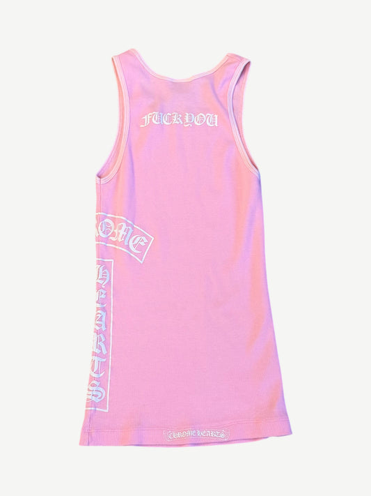 Vintage Chrome Hearts Pink Cross T-Bar Tank Top