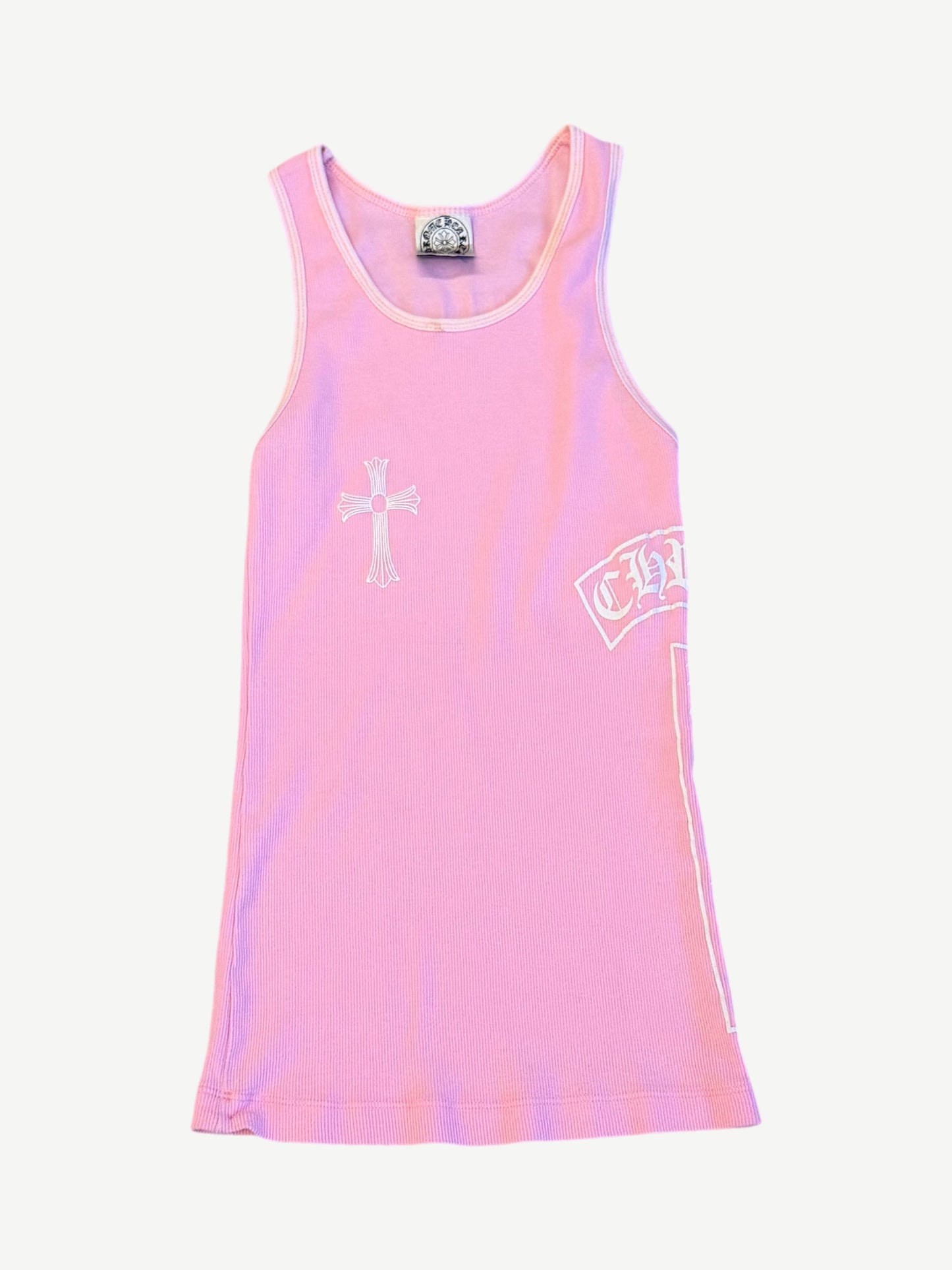 Vintage Chrome Hearts Pink Cross T-Bar Tank Top