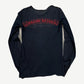 Vintage Chrome Hearts thermal longsleeve back view with red gothic scroll banner logo on black waffle knit