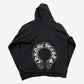 Chrome Hearts black zip-up hoodie back with large white Old English Chrome Hearts horseshoe logo graphic