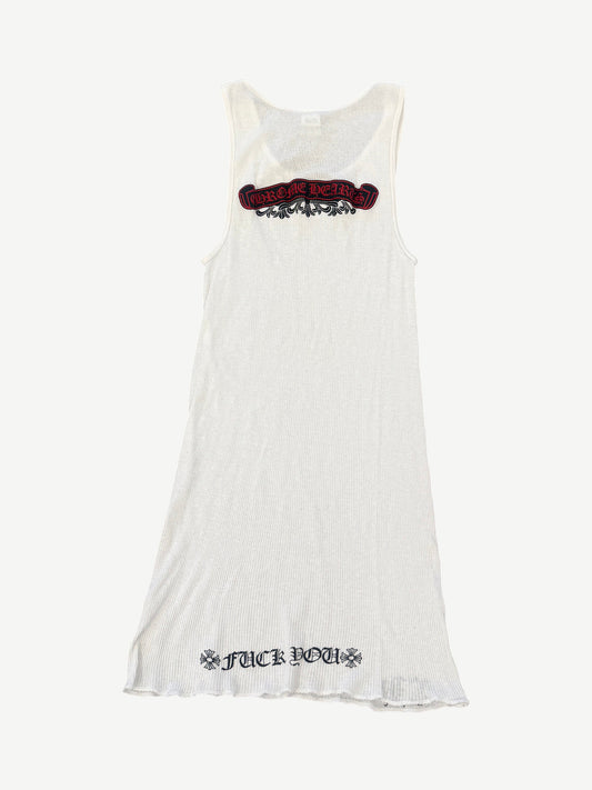 Vintage Chrome Hearts White Red Scroll Tank Top