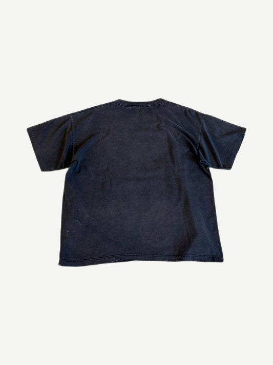 Vintage Dennis Rodman Chairman of the Boards tee back view in faded black with clean cotton panel.