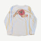 Vintage Dennis Rodman Enforcer longsleeve back view with faded red halo head graphic and clutched hand.