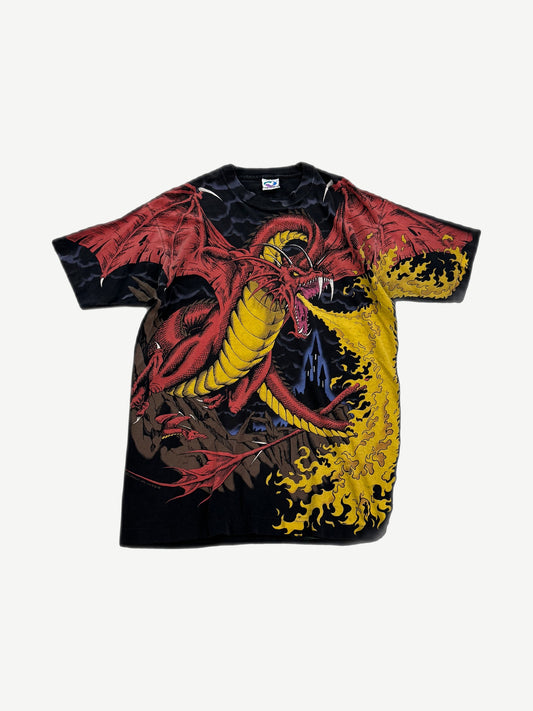 Vintage Dragons Liquid Blue Allover Print Tee