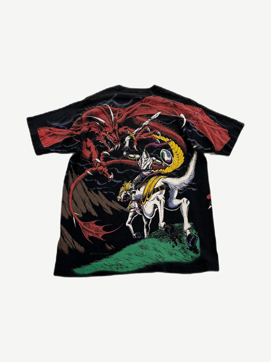 Vintage Dragons Liquid Blue Allover Print Tee