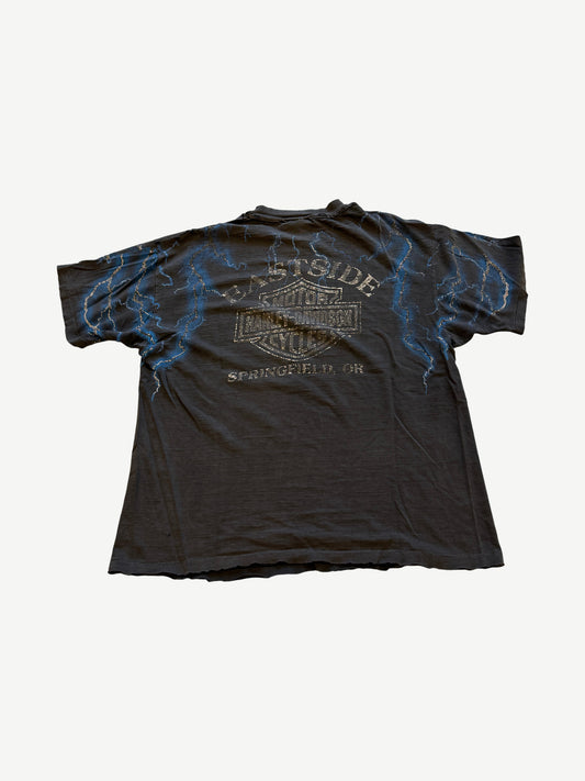 Vintage Faded Harley Davidson Blue Lightning Tee