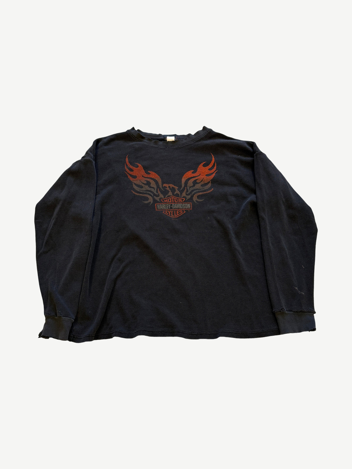 Vintage Faded Harley Davidson Eagle Logo Thermal Longsleeve