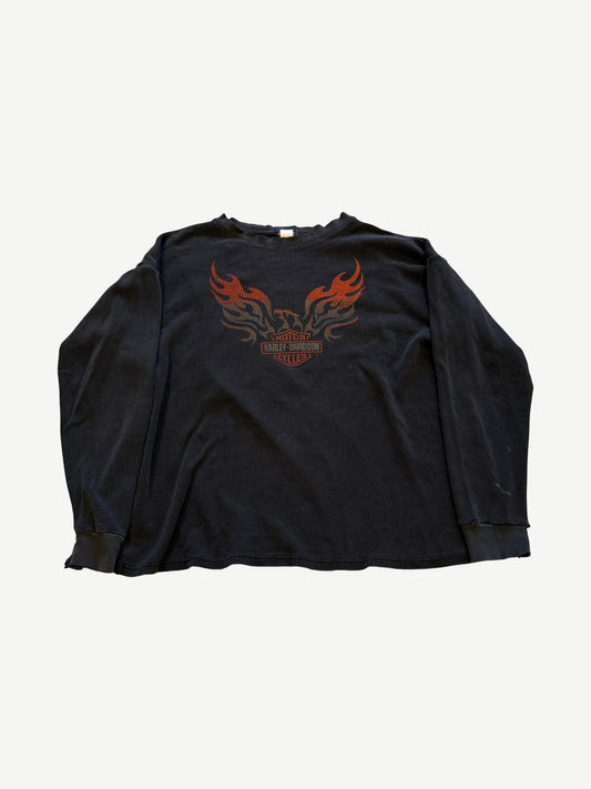 Vintage Faded Harley Davidson Eagle Logo Thermal Longsleeve