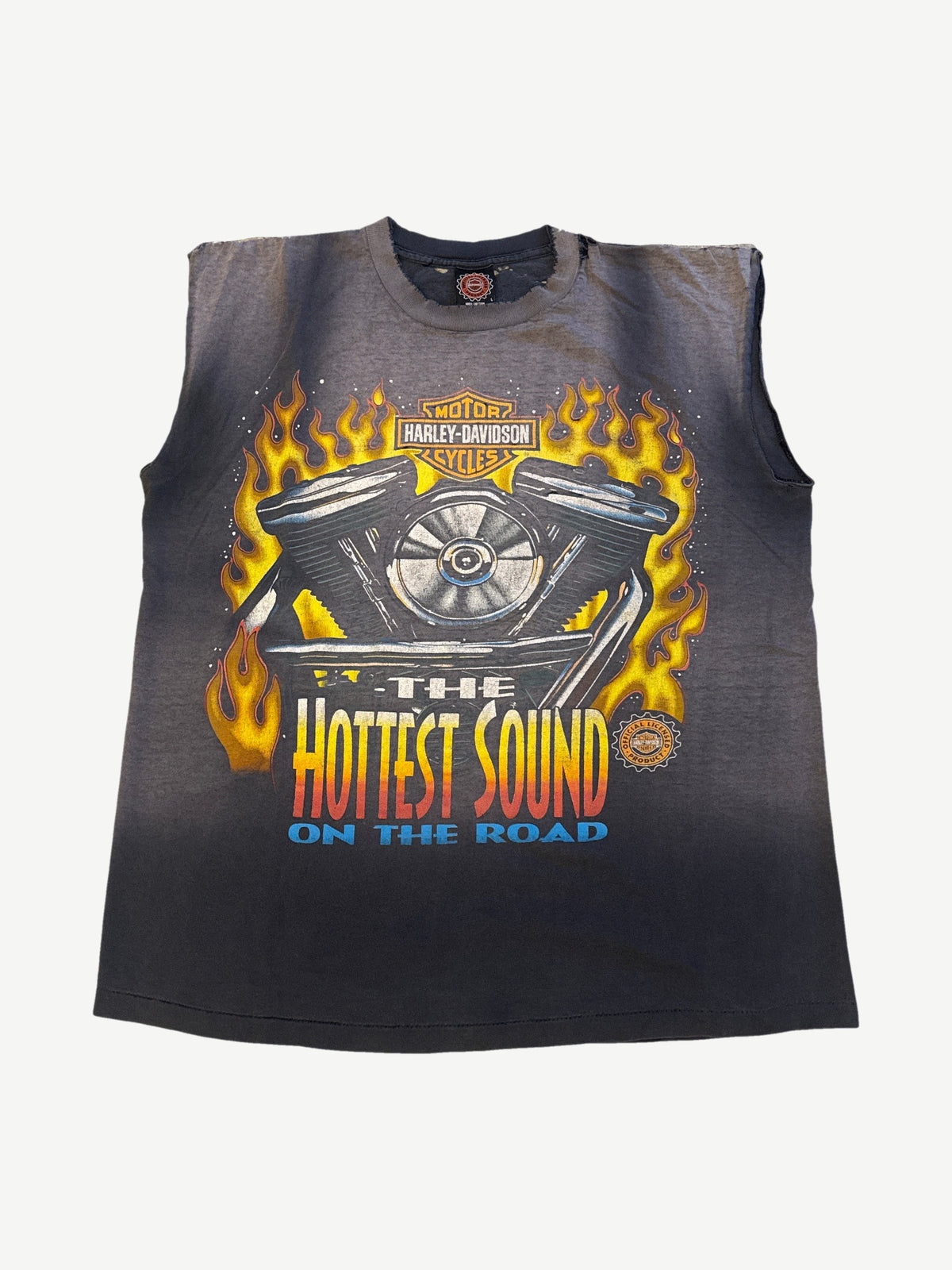Vintage Faded Harley Davidson Hottest Sound on the Road Cutoff Tee