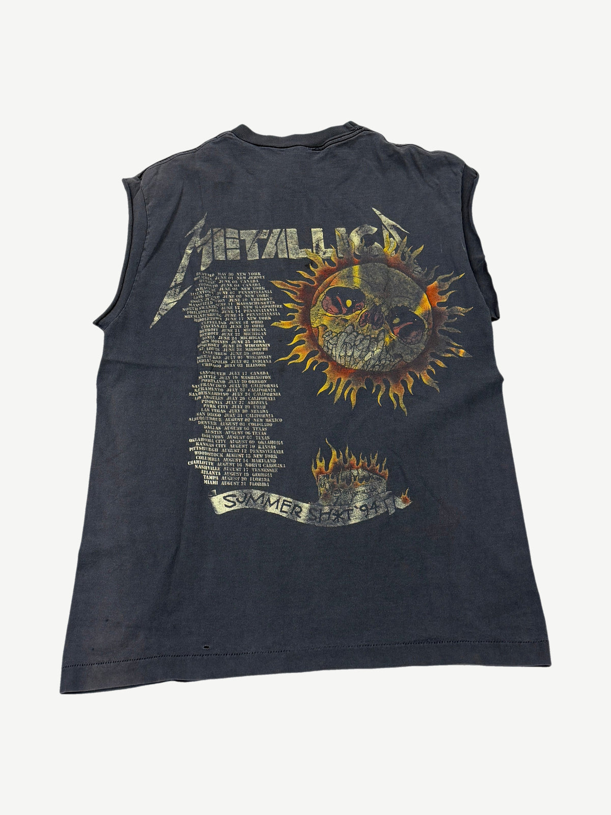 Vintage Faded Metallica Pushead Flaming Skull Cutoff Tee