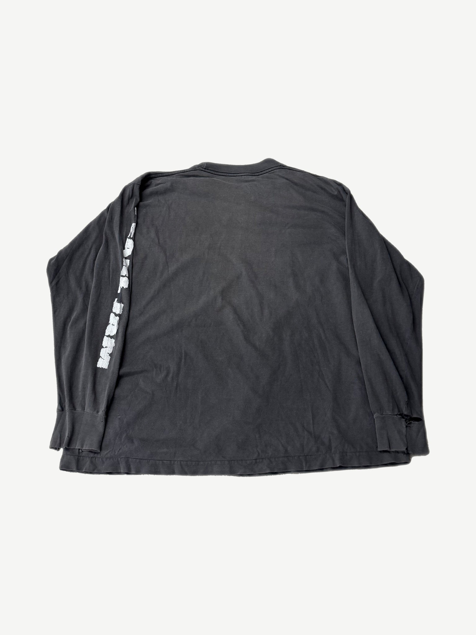 Vintage Pearl Jam Alive longsleeve back, faded black with white stickman sleeve print detail