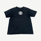 Vintage faded black West Coast Choppers tee with small white iron cross logo printed center chest