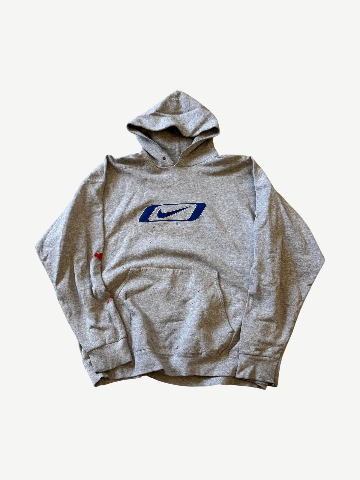 Vintage Gray Nike Big Swoosh Paint Splatter Hoodie