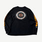 Vintage Harley Davidson black long sleeve back with Naples Florida wheel logo and flame sleeve prints
