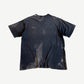 Vintage Harley Davidson Cafe tee back view in distressed faded black cotton with natural patina and wear