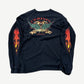 Vintage Harley Davidson Cerini's Rostraver PA longsleeve back print with winged engine and flame sleeves