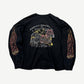 Vintage Harley-Davidson black longsleeve back with eagle, checkered flag and Fort Washington dealer print, flame sleeves.