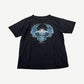Vintage faded black Harley Davidson tee with chrome winged engine Heaven graphic and Motor Cycles bar shield