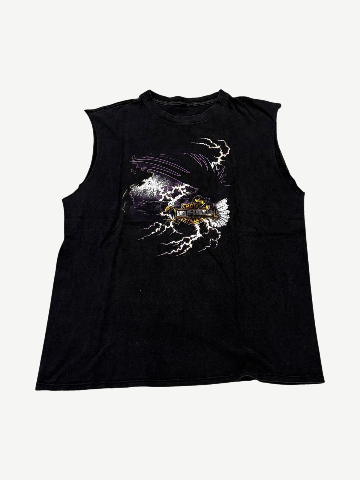 Vintage Harley Davidson Purple Lightning Cutoff Tee