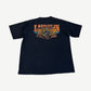 Vintage Harley Davidson tee back view with Laughlin Spring Run 2001 winged wheel orange print
