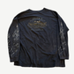Vintage Harley Davidson longsleeve back with Zepka Johnstown PA dealer print and silver flame sleeve art.