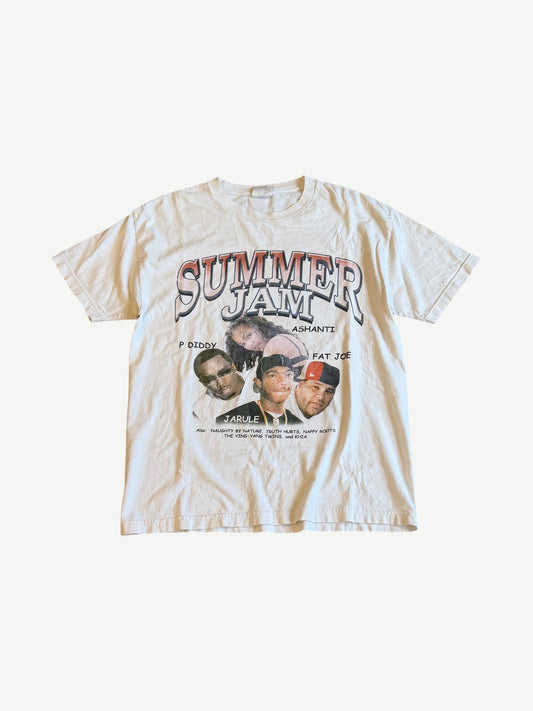 Vintage Hot 97 Summer Jam cream rap tee with P Diddy, Ashanti, Ja Rule and Fat Joe portraits