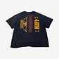 Vintage Kiss Aerosmith Tour 2003 2004 tee back in faded black with yellow tour date list and band logos