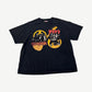 Vintage Kiss Aerosmith 2003 2004 concert tour tee in faded black with dual band photo graphics on chest