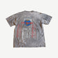 Vintage Kiss Alive Worldwide World Tour tee back, faded grey with red printed tour city list around globe.