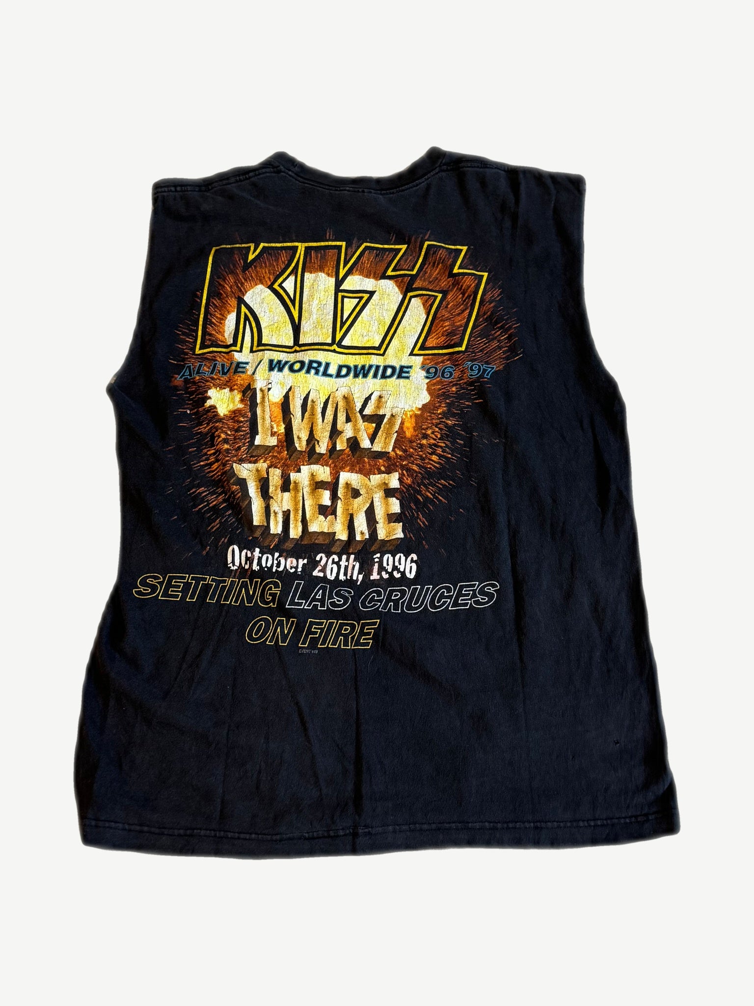 Vintage Kiss cutoff tee back with I Was There October 26 1996 Setting Las Cruces on Fire tour date print