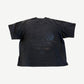 Vintage Lollapalooza 1996 black tee back view with heavily faded tour date and city list print.