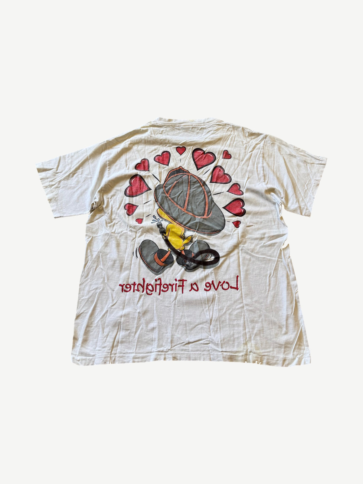 Vintage Looney Tunes Tweety Bird Love a Firefighter Tee