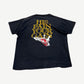 Vintage Lord's Gym black tee back with yellow His Pain Your Gain text above nailed hand with blood drip illustration.