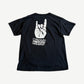 Vintage Marilyn Manson black tee back with white rock devil horns hand sign and jagged Marilyn Manson logo print.