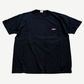 Vintage Marlboro black tee front, small red Marlboro chest pocket patch with short sleeves and crew neck.