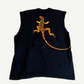 Vintage Marlboro Unlimited black sleeveless cutoff tee front with small red Marlboro chest pocket logo print.