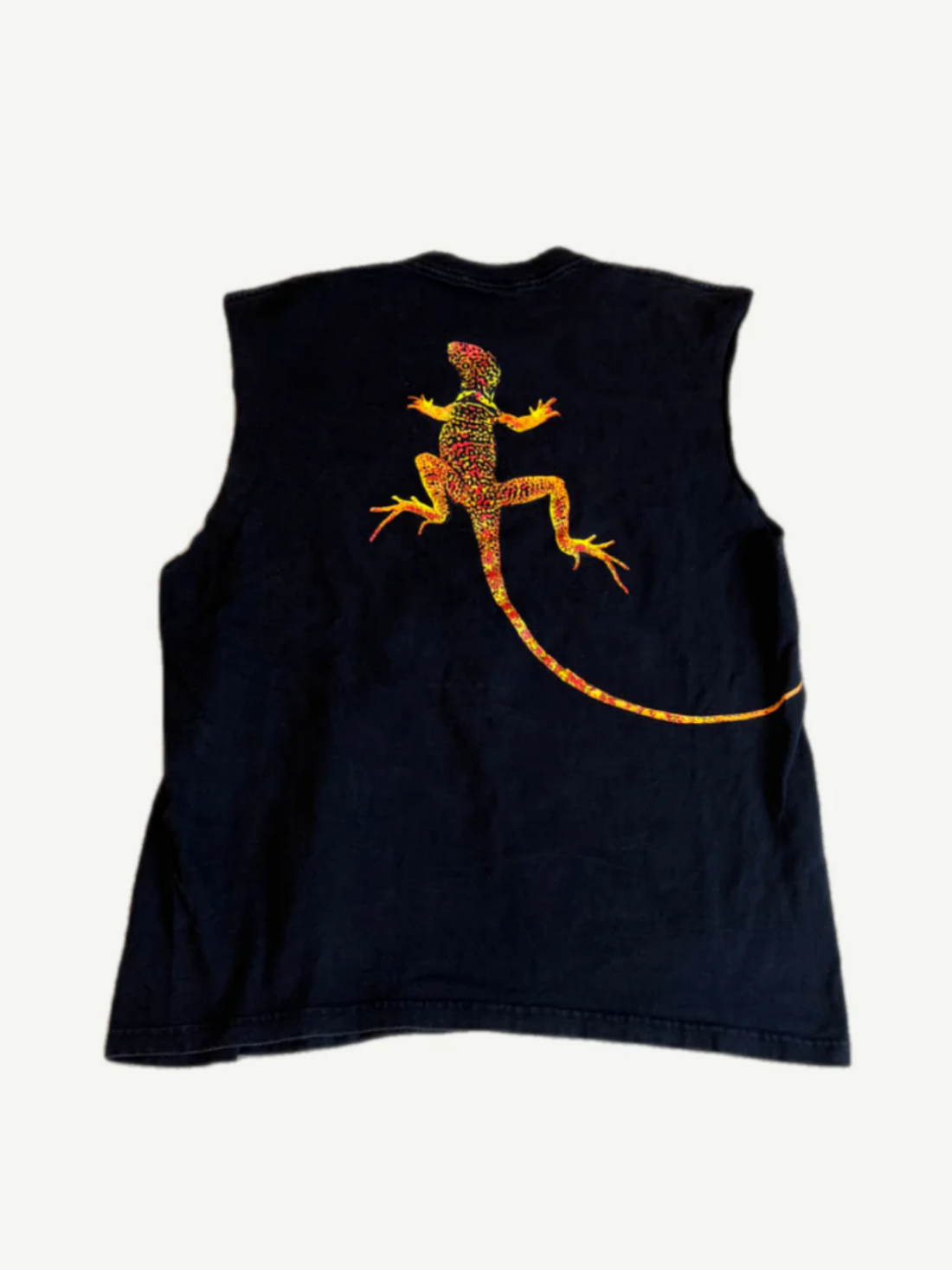Vintage Marlboro Unlimited black sleeveless cutoff tee front with small red Marlboro chest pocket logo print.