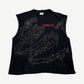 Vintage Metallica Pushead tee front, black with allover tonal snake skeleton print and red Metallica wordmark.