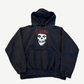 Vintage Misfits faded black pullover hoodie with classic Fiend skull graphic and red logo on chest