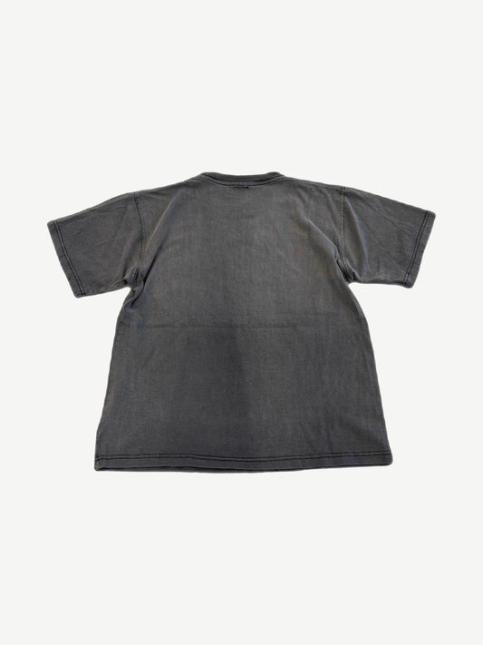 Vintage Misfits Fiend skull tee back view, blank faded black short sleeve with tonal stitching