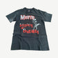 Vintage Misfits black tee, back view with faded album tracklist print and worn cotton texture